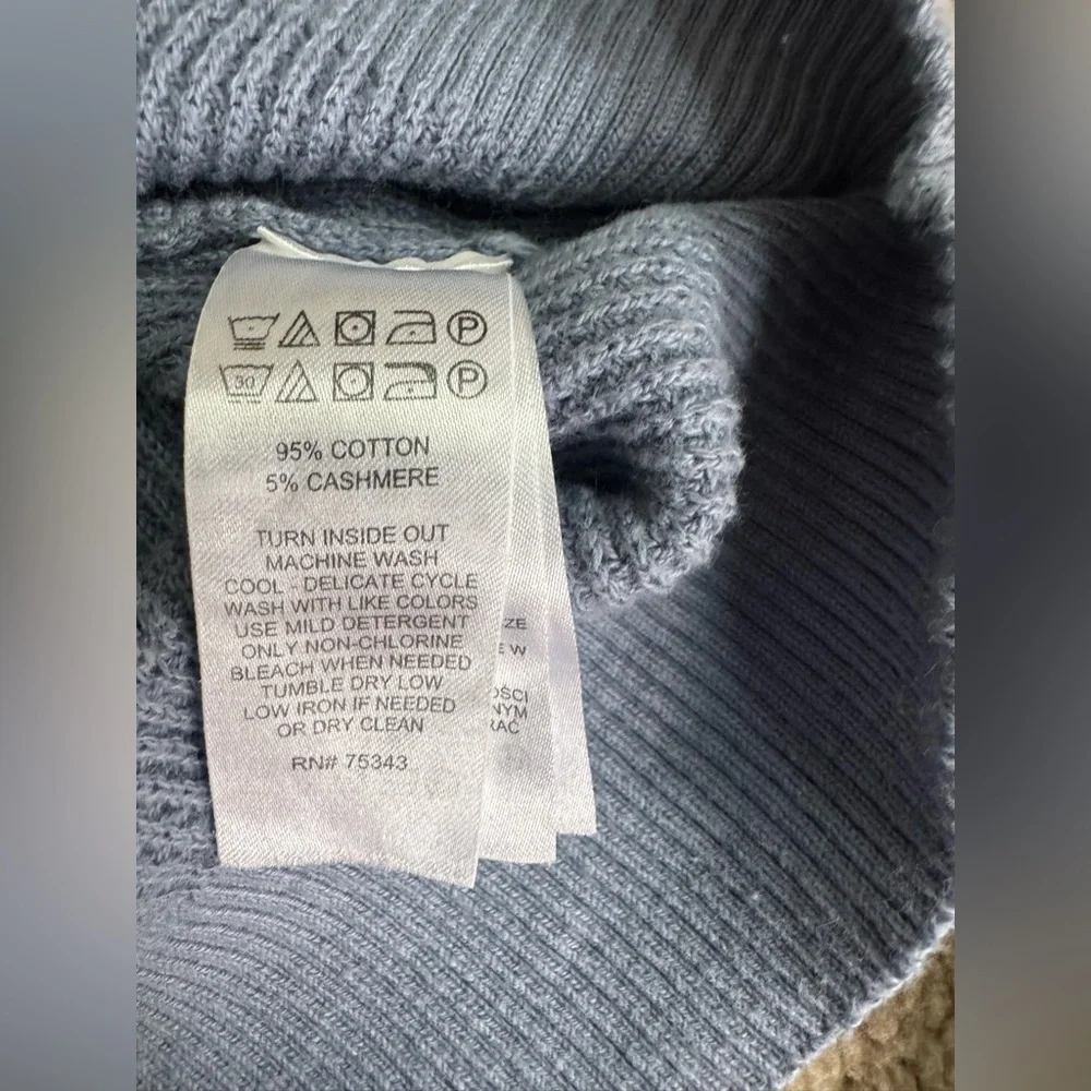 Wilt Slate Blue Thermal Knit Sweater Men’s L Cotton Cashmere Waffle Crewneck - Picture 6 of 6